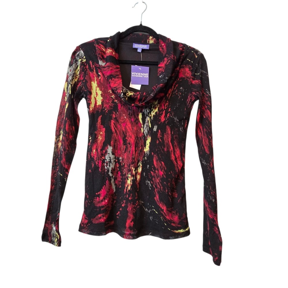 Vintage 90s Y2K Vivienne Tam NEW Mesh Top Women's MED Abstract Lined Deadstock